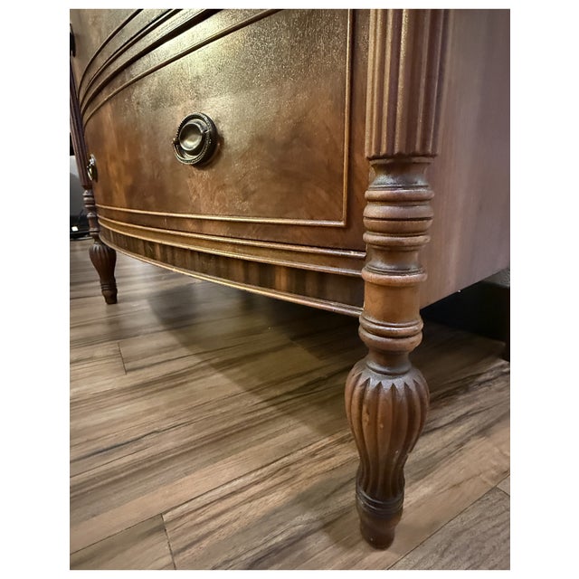 Early 19th Century **Antique Mahogany Chest of Drawers**Brass Hardware, Glass Top, Carved Columns** For Sale - Image 5 of 7