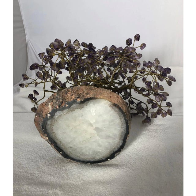 Vintage Amethyst Tree on Agate Base Tree of Life With Copper Trunk and Stems For Sale In Sacramento - Image 6 of 7