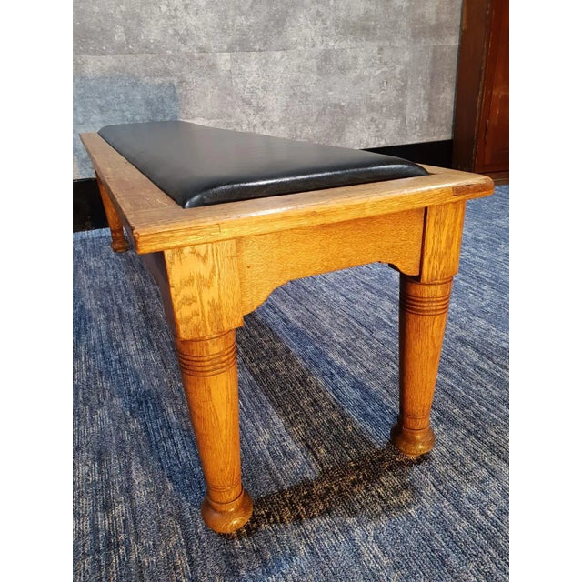Antique Art Deco Oak Hall Bench For Sale - Image 6 of 11