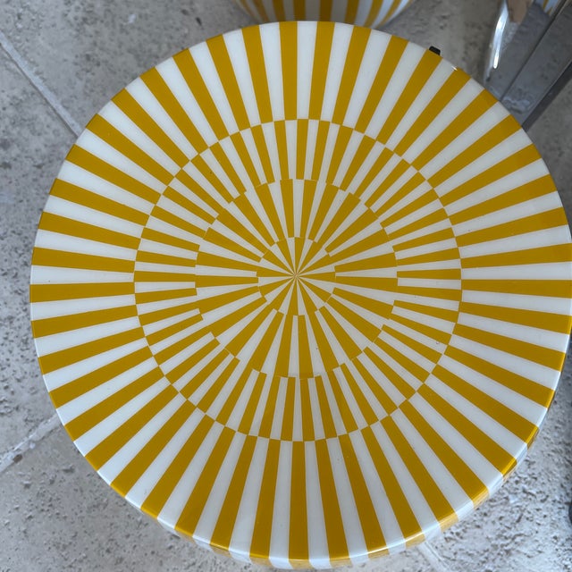 1990s 1990s Pair of Janson Striped Resin Stools by Made Goods For Sale - Image 5 of 7