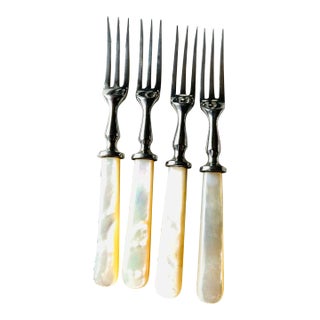 1990s Mother of Pearl Handle H’or Deutve / Dessert Forks- Set of 4 For Sale