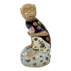 Vintage Colorful Ceramic Monkey Figure