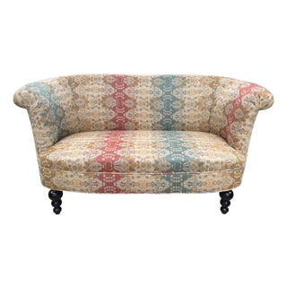 1960s Queen Anne Brocade Love Seat Sofa Couch For Sale