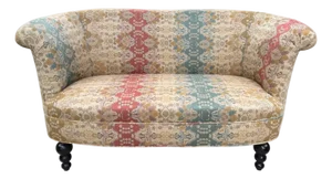 1960s Queen Anne Brocade Love Seat Sofa Couch