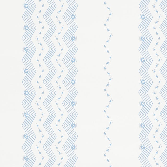 Contemporary Sample - Schumacher Nauset Stripe Wallpaper in Sky For Sale - Image 3 of 3