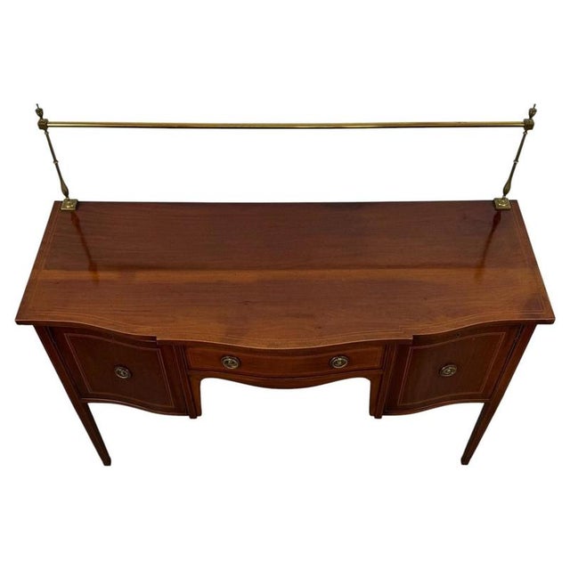 20th Century English Inlaid Mahogany Sideboard with Brass Gallery For Sale - Image 3 of 13