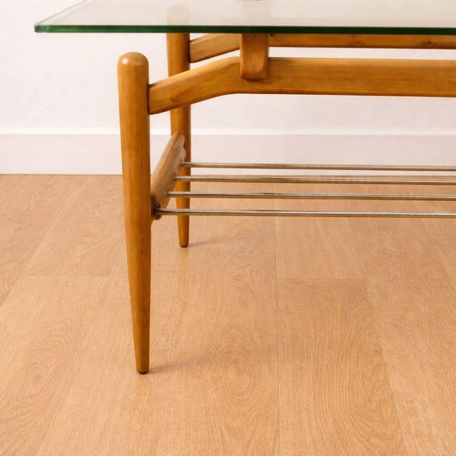 Mid-Century Modern Wood and Glass Coffee Table, Spain, 1950s For Sale - Image 6 of 7