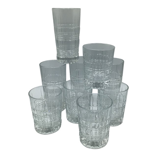 Old Fashioned and Cooler Glasses - Group of 9 Carrolton by Cristal d'Arques - Durand For Sale