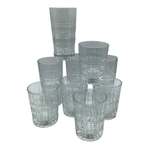 Old Fashioned and Cooler Glasses - Group of 9 Carrolton by Cristal d'Arques - Durand