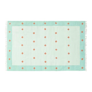 Seaglass, Terra Cotta and White Kolkata Rug 5'x8' For Sale
