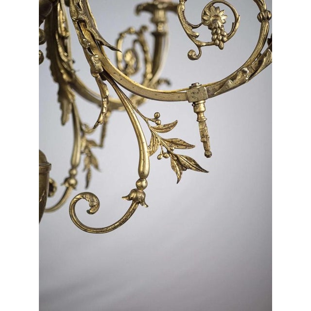 Antique Bronze Chandelier with Rams For Sale - Image 6 of 10