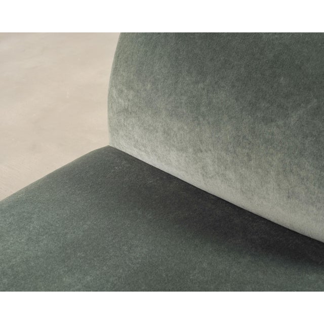 Modern Sage Green Mohair Chaise Longue Daybed on Ebonized Base For Sale - Image 10 of 18