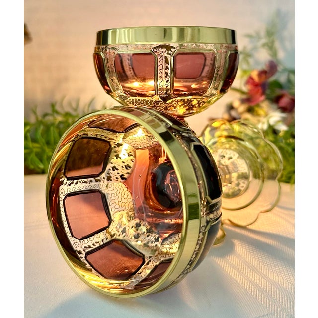 Early 20th Century Antique Steiner & Vogel Amethyst and Gold Champagne Coupes Moser Styled - A Pair For Sale - Image 5 of 12