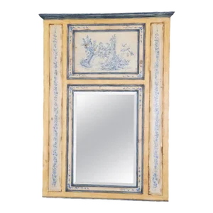 Large Antique Paint Decorated Habersham Plantation Trumeau Wall Mirror