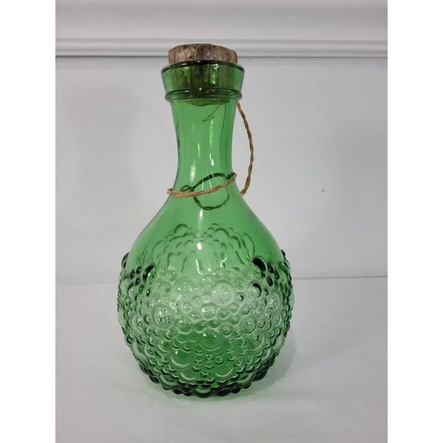 Italian Vintage Italian Green Art Glass Cork Bottle For Sale - Image 3 of 6