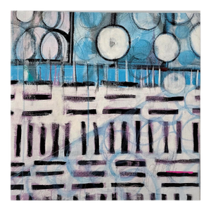 “Chester Trains” Abstract Contemporary Acrylic Painting by Paula DeStefanis