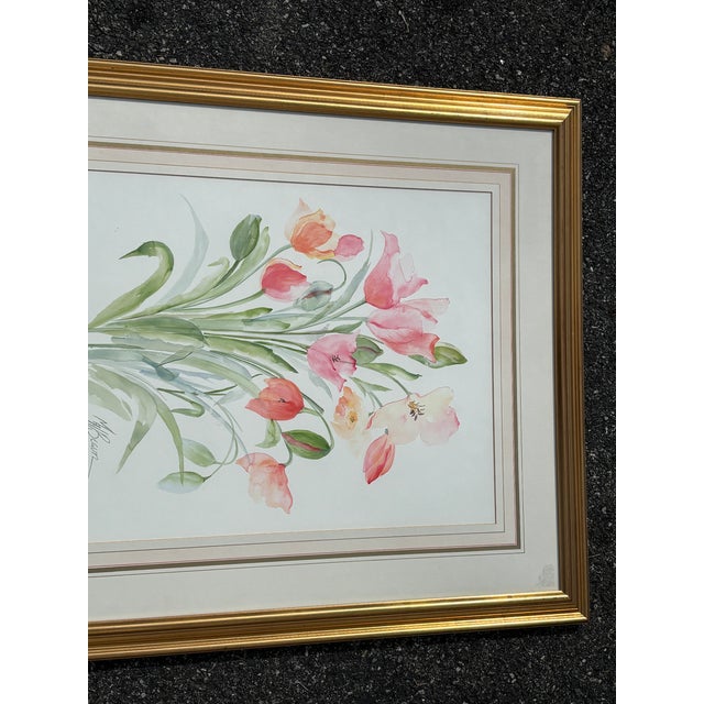 Blooms - Large 1980s Era Original Watercolor on Paper With Fabulous Framing For Sale - Image 11 of 11