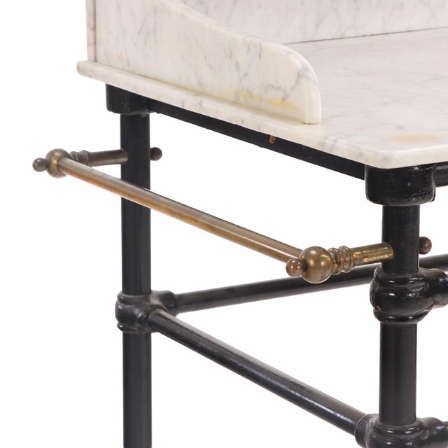Iron and Brass Marble Top Stand, Likely French, Late 19th C. For Sale - Image 9 of 10