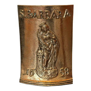 Vintage Bronze Decorative Wall Sculpture / Plaque of Santa (St.) Barbara