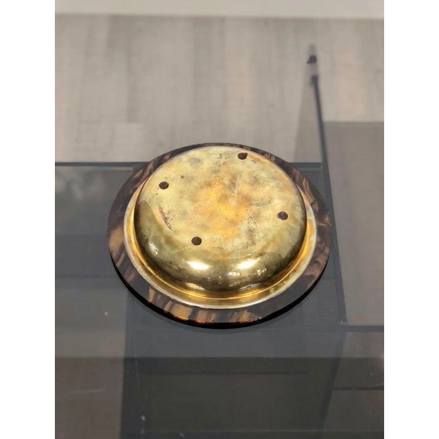 Metal Tortoiseshell Acrylic & Brass Centerpiece Plate, 1960 For Sale - Image 7 of 9