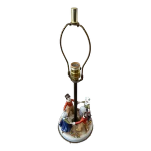 Early 20th Century Porcelain Lamp of Children Dancing or Playing Ring Around the Rosy, Attributed to Dresden