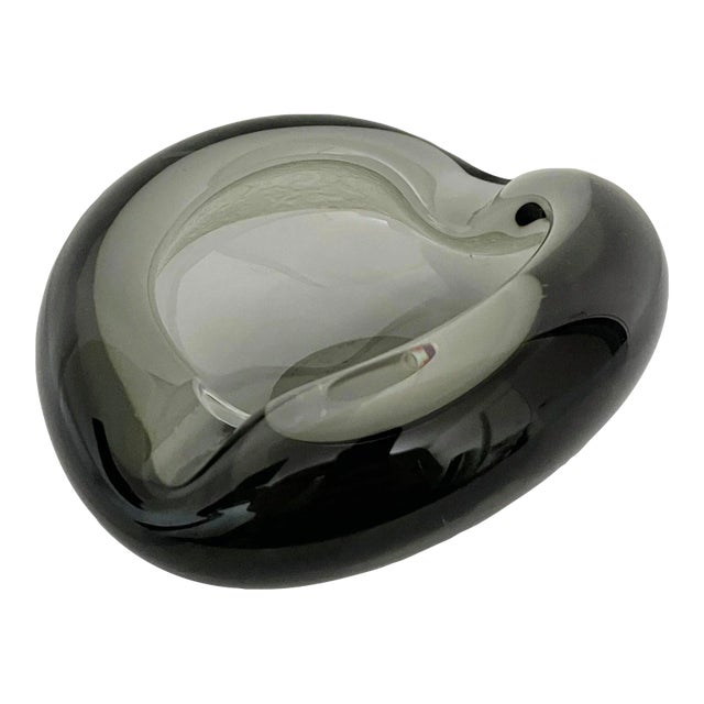 1950s Danish Smoke Grey Glass Ashtray Bowl For Sale