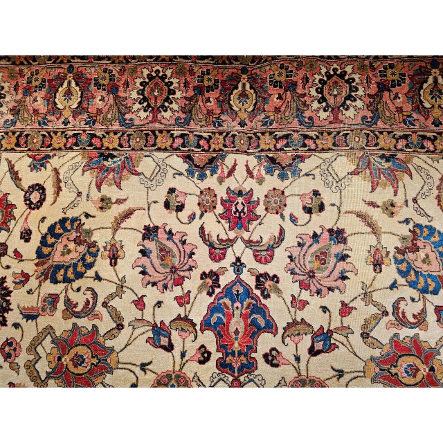 Vintage Persian Tabriz Rug, Hand-Knotted Wool, Palmettes & Sickle Leaves Pattern, Blue & Ivory, 8x12 For Sale - Image 11 of 15