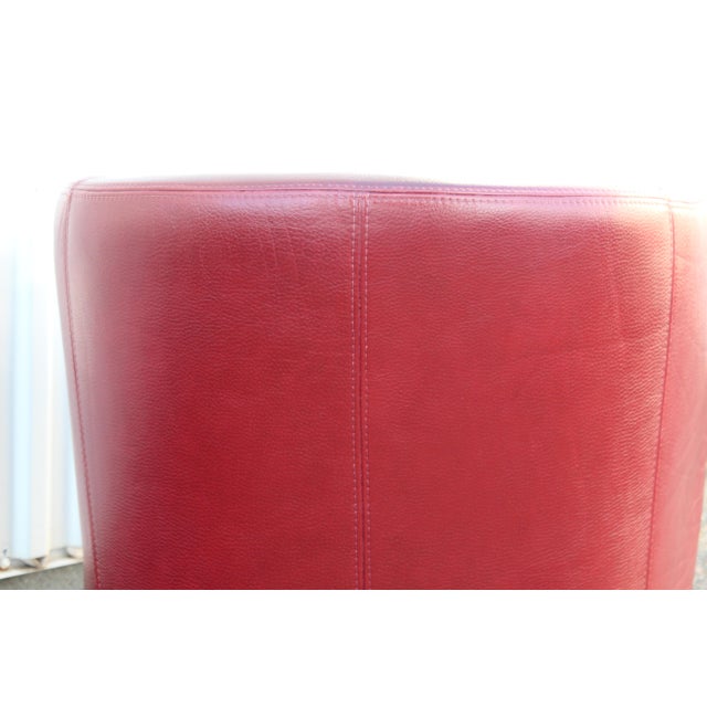 Burgundy Leather Swivel Club Chair, 1980s For Sale - Image 14 of 18
