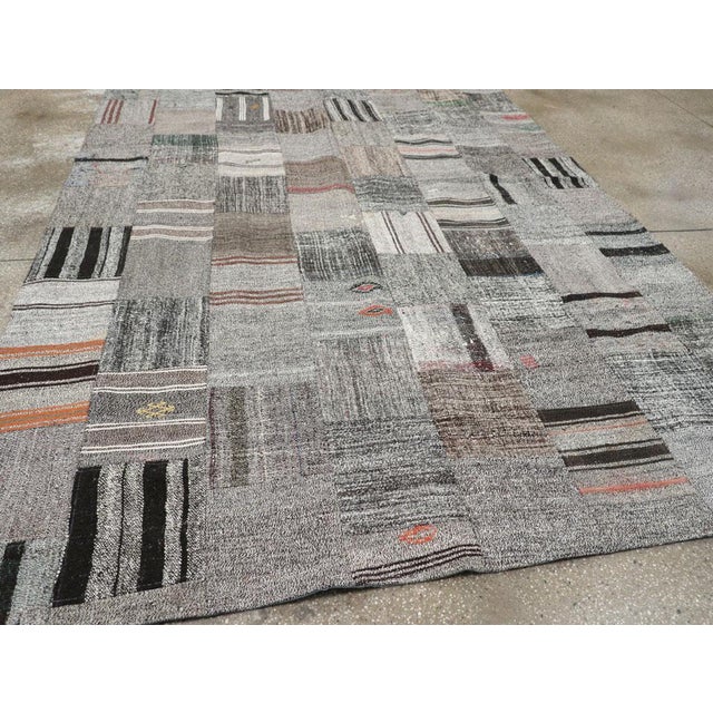 Charcoal Galerie Shabab Collection Mid-20th Century Turkish Flatweave Kilim Accent Carpet For Sale - Image 8 of 10