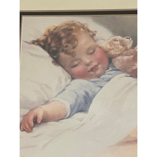 Realism Vintage Bessie Pease Gutmann Baby With Teddy Bear Print For Sale - Image 3 of 6