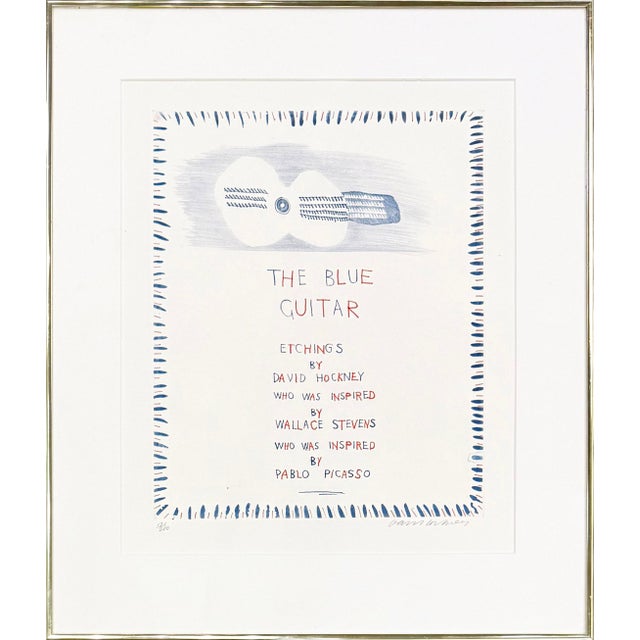 David Hockney, Title Page (From the Blue Guitar Portfolio), Hand Signed, 1977 For Sale