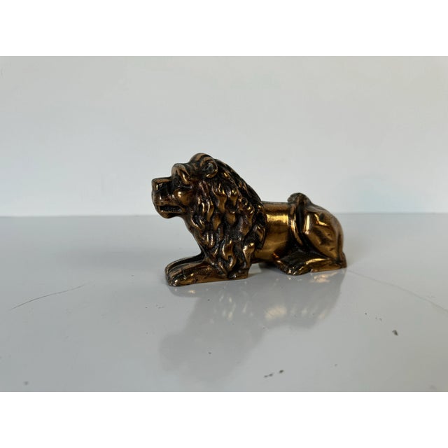 Vintage Bronze Lying Lion Statue Figurine For Sale - Image 9 of 10