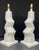 Excellent textured plaster pair of Postmodern, Memphis-style lamps from Ziggurat. We show with period-correct lamp shades,...