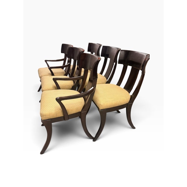 Brown Henredon Neoclassical Klismos Mahogany Dining Chairs, Set of 6, 2007 For Sale - Image 8 of 17