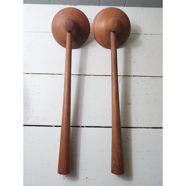 Mid-Century Modern Vintage Danish Modern Teak Signed Nissen Salad Spoons, a Pair For Sale - Image 3 of 5