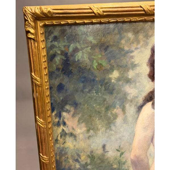 An antique oil painting on canvas, signed “P. Dmitrow” and dated 1921 in the lower left corner. The artwork is presented...