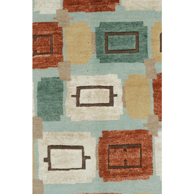 Mid-Century Modern Rug & Kilim’s Scandinavian Style Rug in Light Blue With Geometric Patterns For Sale - Image 3 of 8