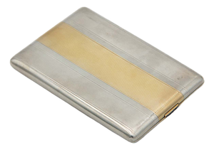 Rectangular Silver Cigarette Case with Patterns
