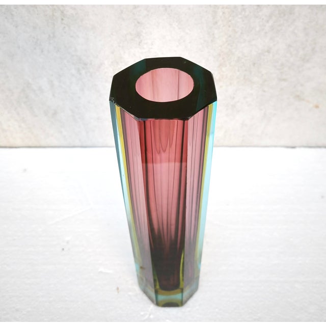 Large Murano Sommerso Block Vase 12 attributed to Mandruzzato, Italy, 1960s For Sale - Image 4 of 18