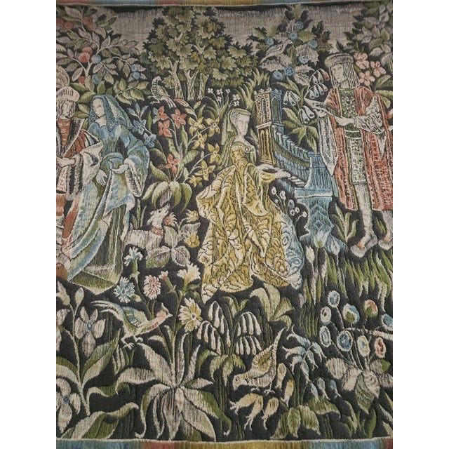 Black Large Medieval Renaissance Gothic Flemish Vorwerk Biblical Tapestry from Vorwerk, 1960s For Sale - Image 8 of 18