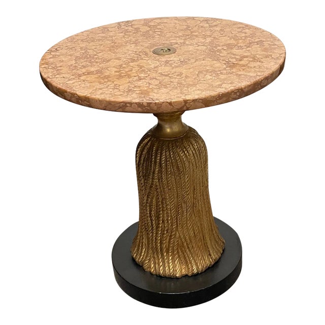 1950s Mid Century Modern Italian Tassel Side or Martini Table With Marble Top For Sale