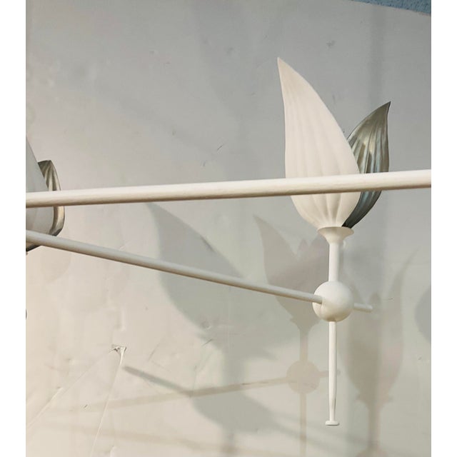 Currey & Company Currey & Company Modern White Metal Peace Lily Chandelier For Sale - Image 4 of 7