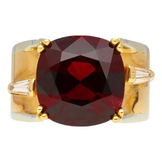 6.04 Carat Cushion Cut No Heat Burma Origin Spinel in Vintage 14K Gold Ring For Sale