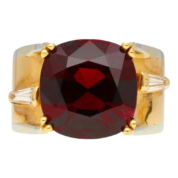 6.04 Carat Cushion Cut No Heat Burma Origin Spinel in Vintage 14K Gold Ring For Sale