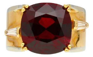6.04 Carat Cushion Cut No Heat Burma Origin Spinel in Vintage 14K Gold Ring