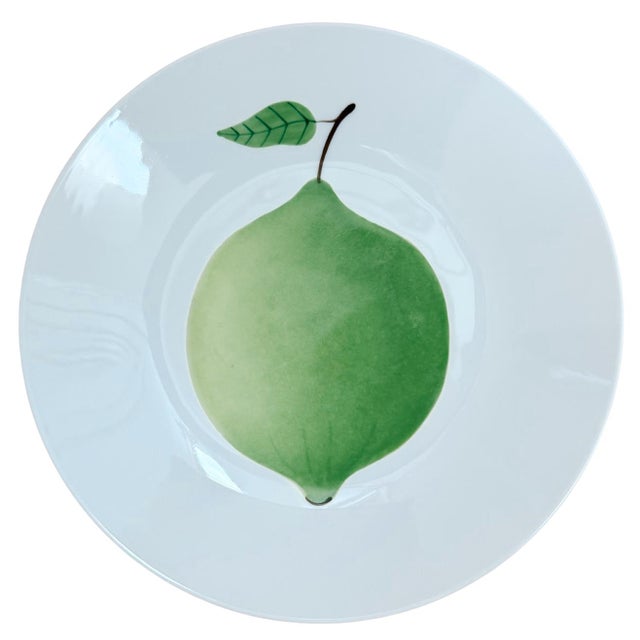 Vintage Hand-Painted French Fruit/Vegetable Plates by Atelier of Le Chambrelain Paris - Set of 4 For Sale - Image 4 of 6