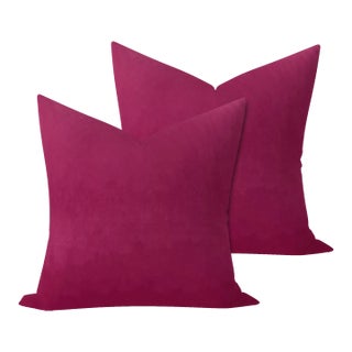 Velvet in Hot Pink Pillows - A Pair For Sale
