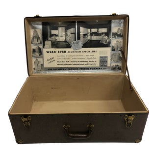 Vintage Industrial Fiber Salesman Suitcase by Wearever Aluminum Products For Sale