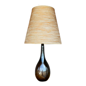 1960s Mid-Century Modern Lotte and Gunnar Bostlund Danish Brown Ceramic Table Lamp