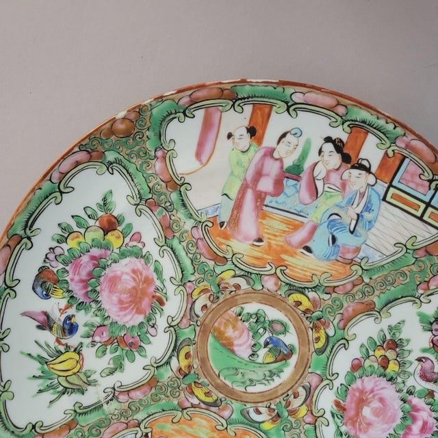 Chinoiserie Antique 9.8" Chinese Export Rose Medallion Porcelain Plate, C. 1860–1880 For Sale - Image 3 of 5